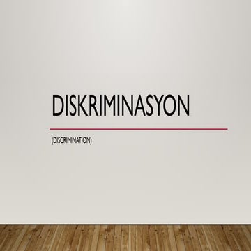 Diskriminasyon grade 10 power point presentation