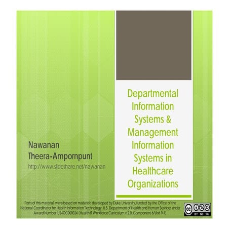 Departmental Information Systems and Management Information Systems in Health...