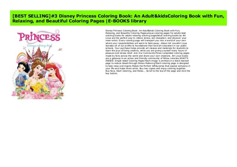 Download Best Selling 3 Disney Princess Coloring Book An Adult Kids Colorin