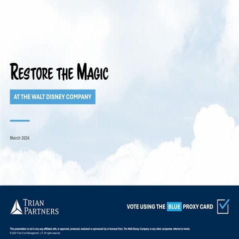 Trian White Paper on Creating Value at Disney April 2024