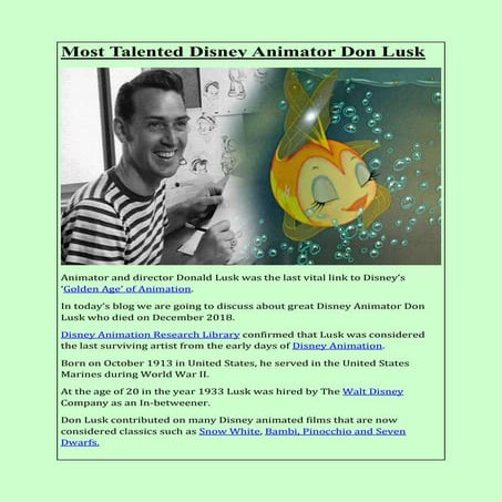 Most Talented Disney Animator Don Lusk