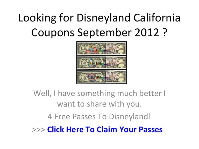 Disneyland California Coupons September 2012
