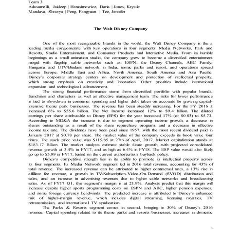 Disney Financial statements analysis