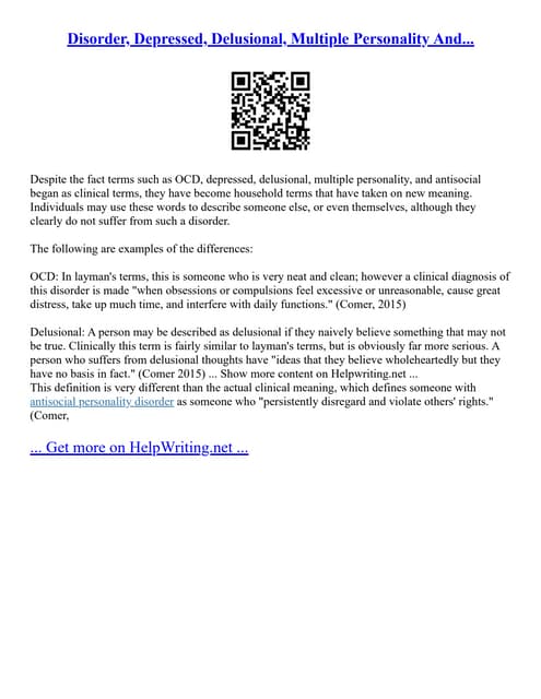 DISSOCIATIVE IDENTITY DISORDER MYTHS | PPT