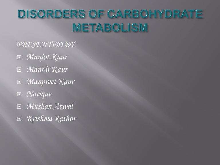 Carbohydrate Deficiency Diseases Chart