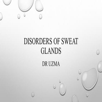 DISORDERS OF SWEAT GLANDS in dermatology