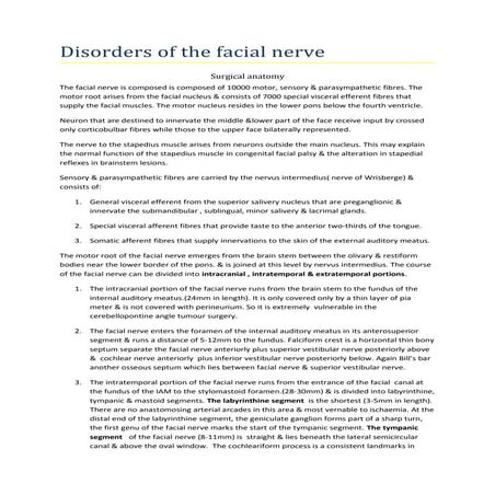 Disorders of the facial nerve
