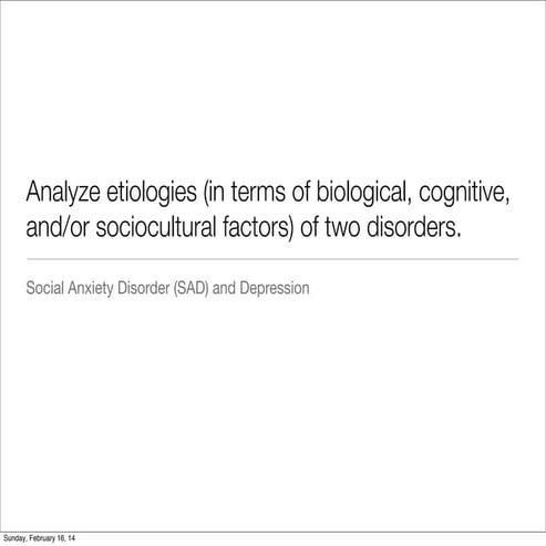 Social Anxiety Disorder and Depression