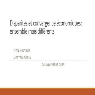 Disparités et convergence économiques 