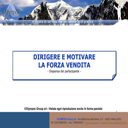 Dispensa dirigere e motivare la forza vendita