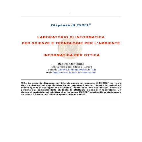 Informatica - uso di excel