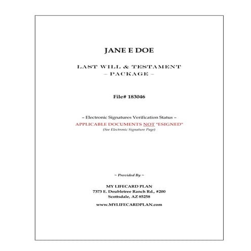 Jane Doe Will Package