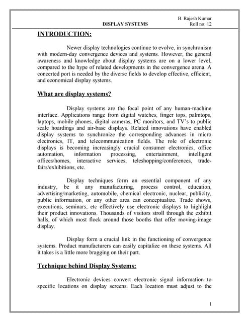 Di splay systems