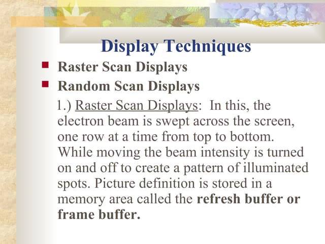 Display techniques
