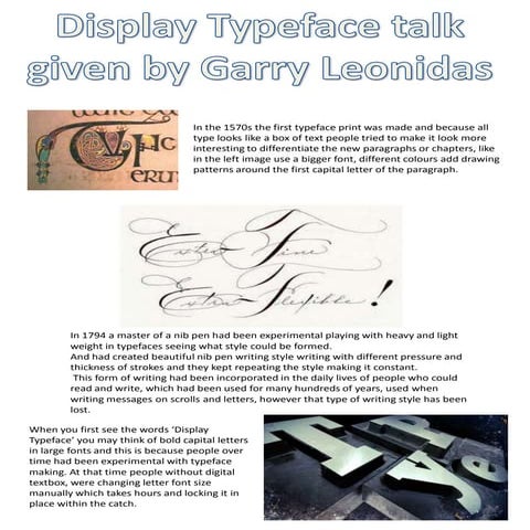Display typeface talk given by Garry