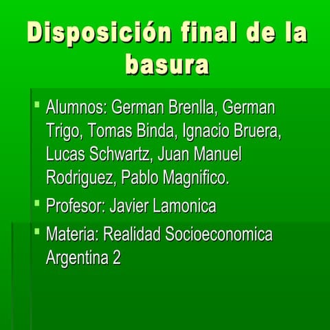 Disposición final de la basura