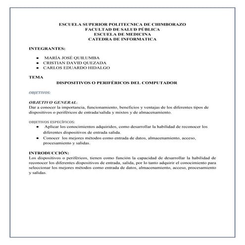 Dispositivos o periféricos del computador