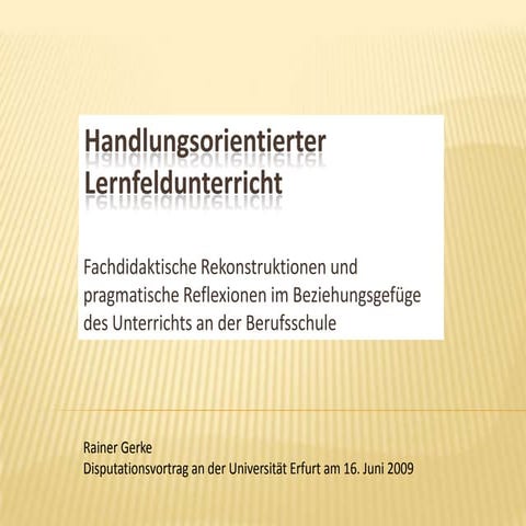 Disputationsvortrag Handlungsorientierter Unterricht