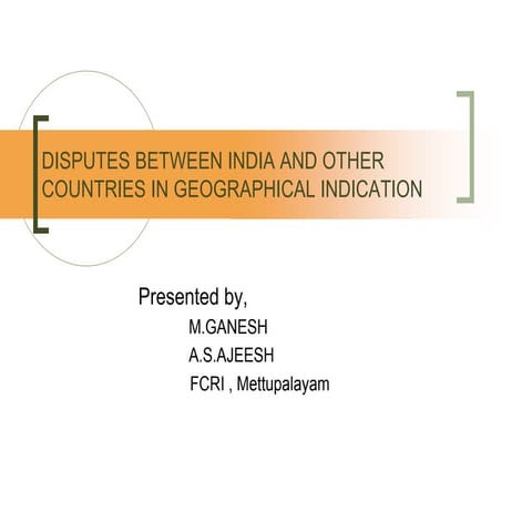Disputes between india and other countries in geographical indication