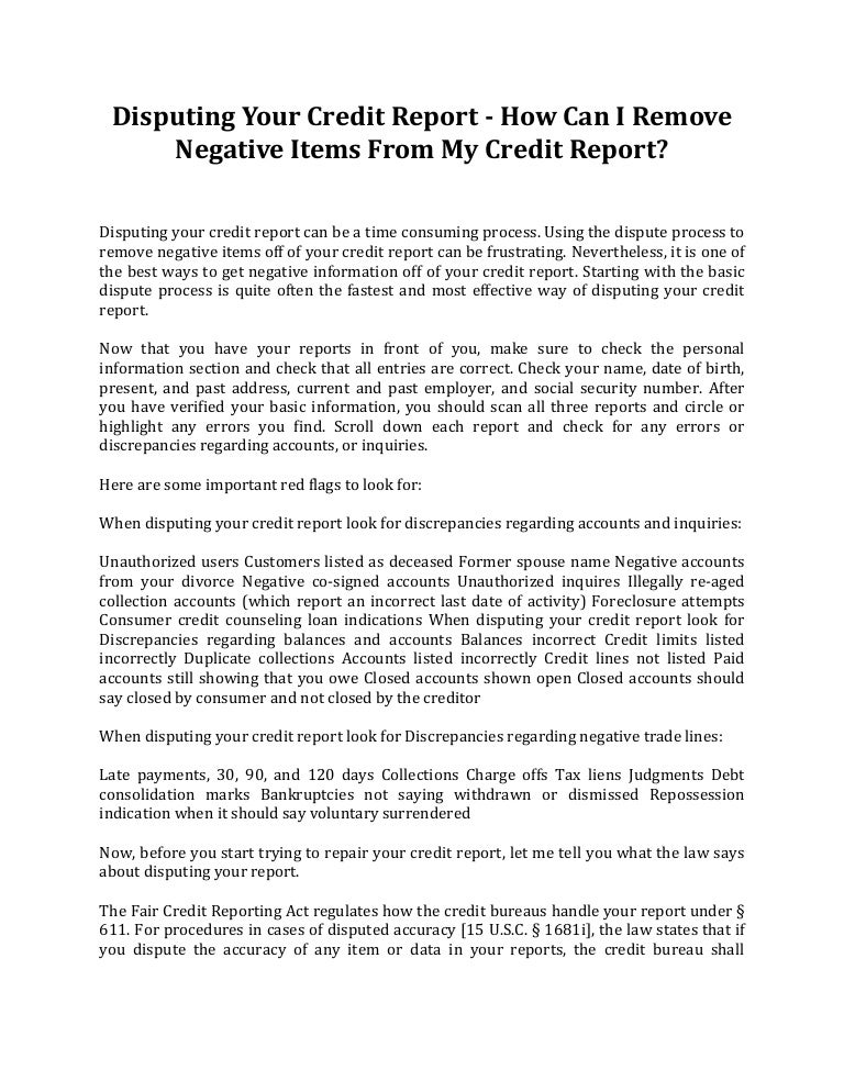 Disputing Your Credit Report How Can I Remove Negative Items From M Disputing Your Credit Report How Can I Remove Negative Items From M