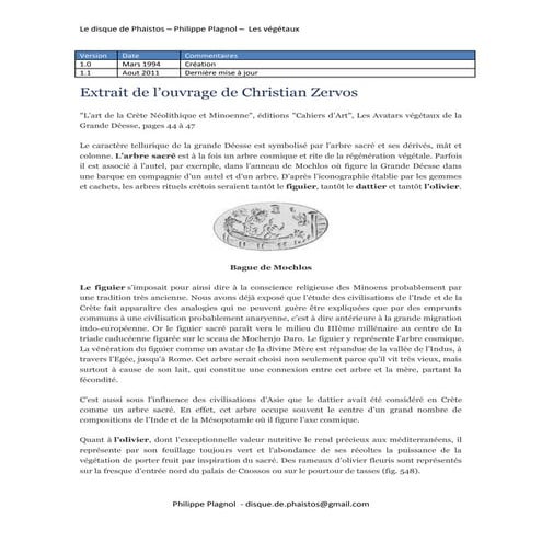 Le Disque de Phaistos - les vegetaux
