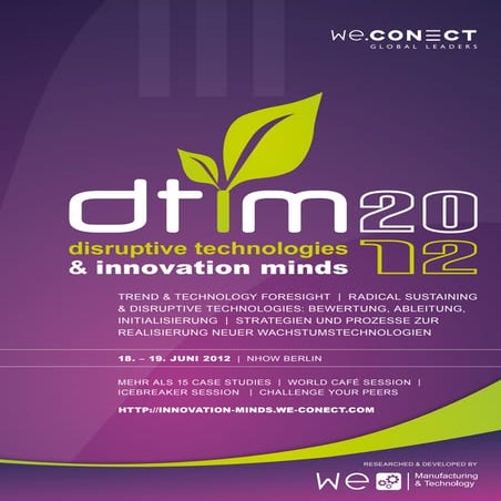 Disruptive technologies & innovation minds 2012 agenda