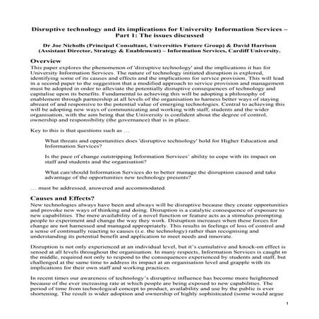 Disruptive technologies and the implications for University Information Servi...