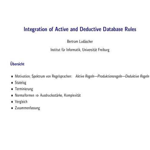 [Flashback] Integration of Active and Deductive Database Rules