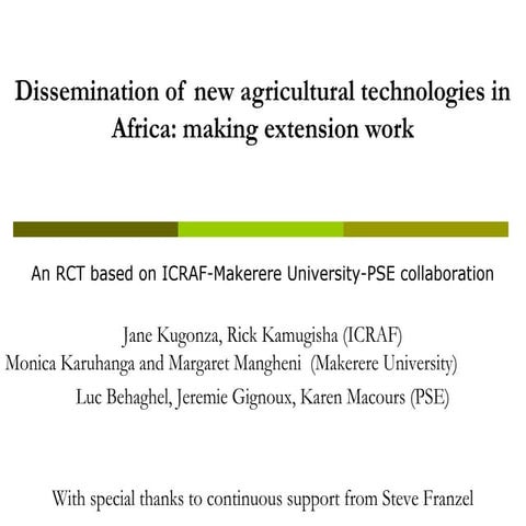 Dissemination of new agricultural technologies in africa making extension work