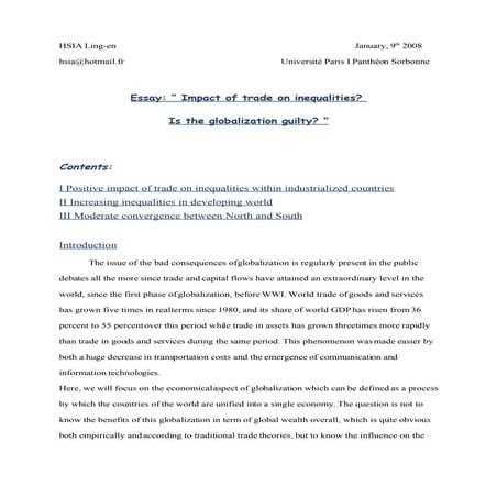 Impact Of Trade On Inequalities