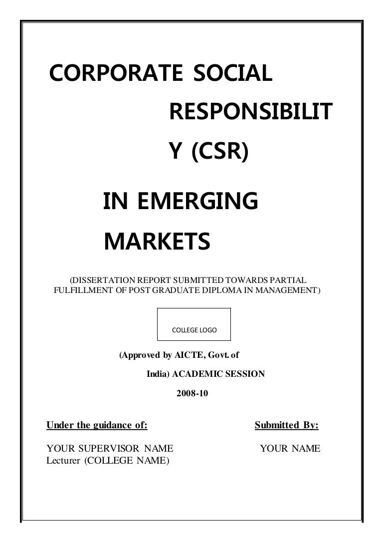 Dissertation on csr reporting