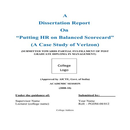 Dissertation report-on-putting-hr-on-balanced-scorecard-a-case-study-of-verizon1