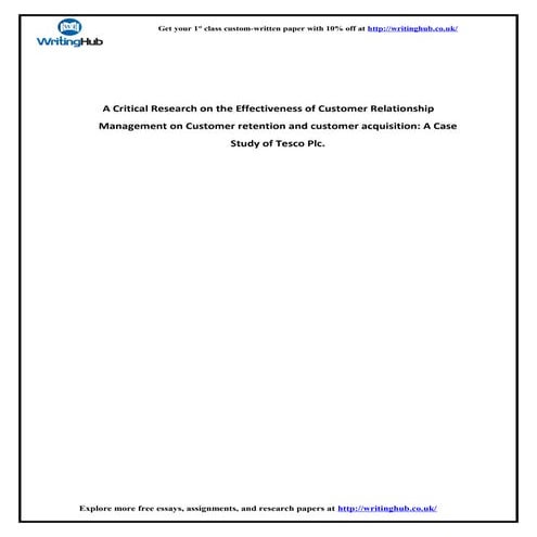 Dissertation  research on the effectiveness of customer relationship manageme...