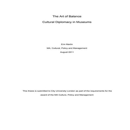 Dissertation- The Art of Balance- Cultural Diplomacy in Museums- Aug 2011