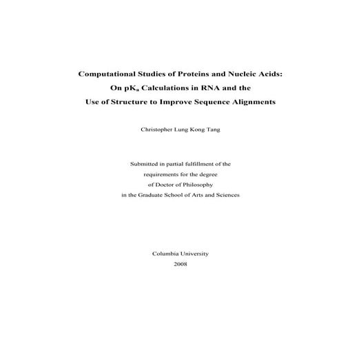 Computational studies of proteins and nucleic acid (Dissertation)