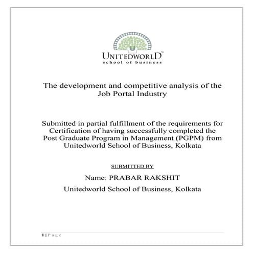 The development and competitive analysis of the Job Portal Industry