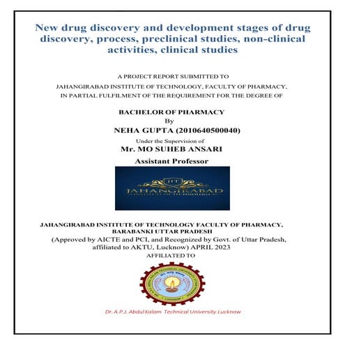 DISSERTATION on NEW DRUG DISCOVERY AND DEVELOPMENT STAGES OF DRUG DISCOVERY