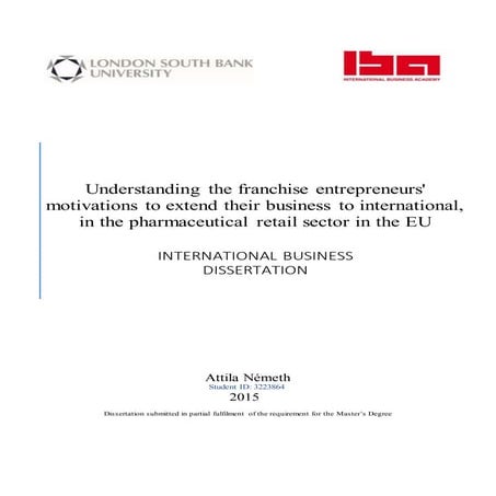 Dissertation - Pharmaceutical Retail Sector in the EU - 2015 | DOCX