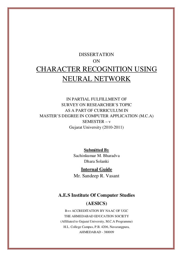 Dissertation marking form