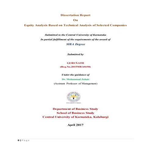Equity analysis Based on technical analysis of stocks