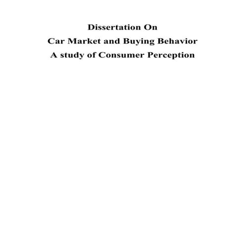 Dissertation on car market and buying behavior a study of  consumer perception