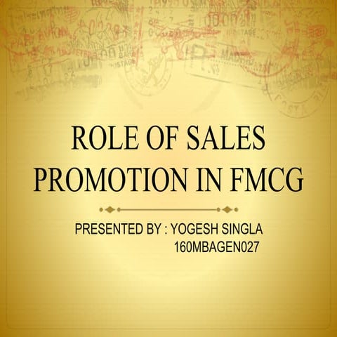 Dissertation ppt on ROLE OF SALES PROMOTION IN FMCG | PPTX