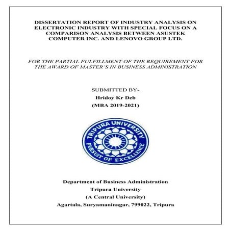 Dissertation report on Industry analysis on Electronic industry with special ...