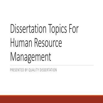 Dissertation Topics For Human Resource Management