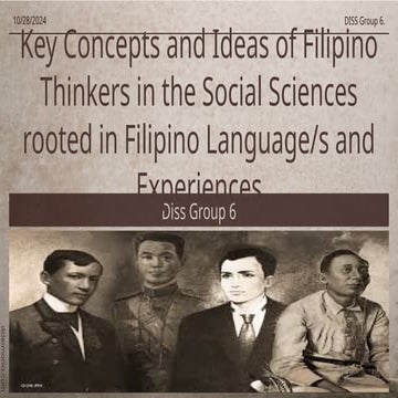 Key Concepts and Ideas of FIlipino Thinkers in the Soicial Sciences rooted in...