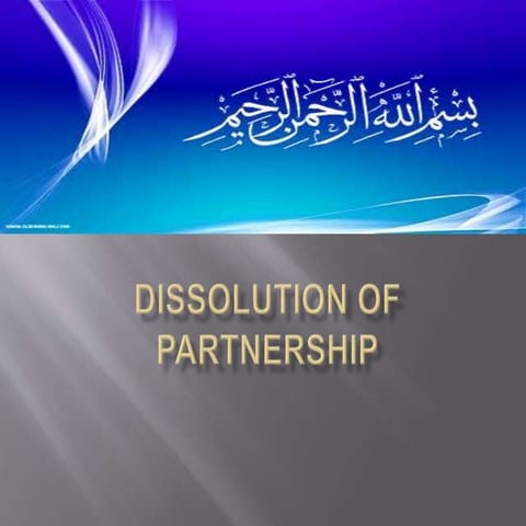 Dissolution of partnership