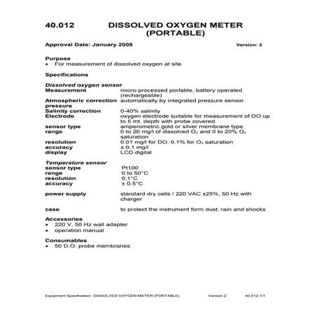 Dissolved oxygen meter (portable)