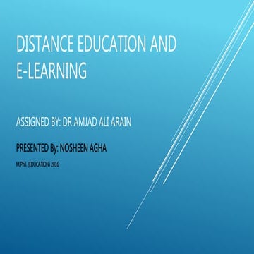 Distance education and e learning