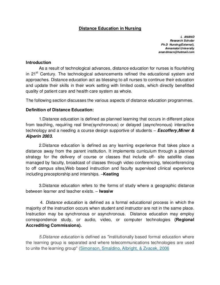 Distance education in nursing