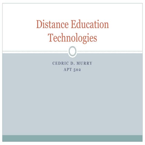 Distance Education Technologies